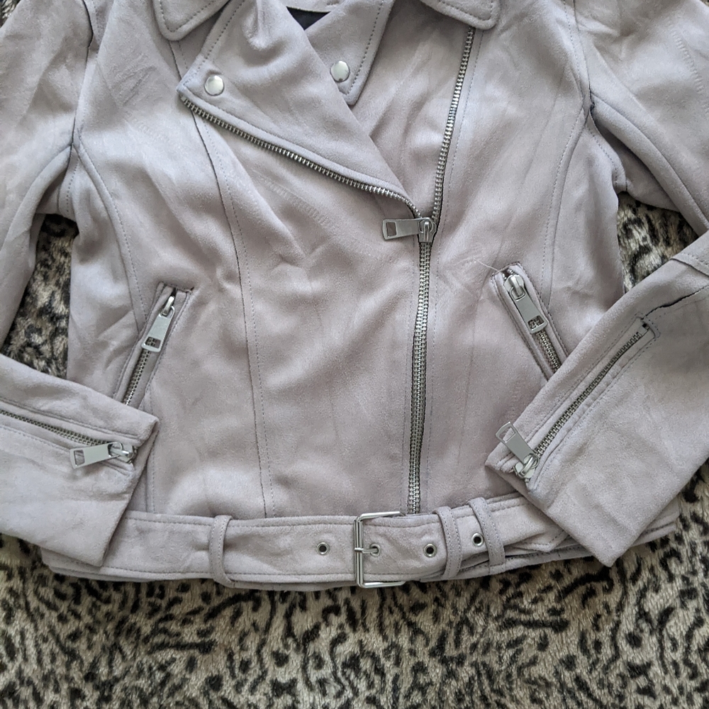 Pink Suede Moto Jacket - Picture 6 of 7